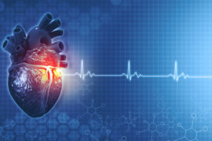 Anatomy_of_human_heart_on_ecg_medical_background._3d_render_