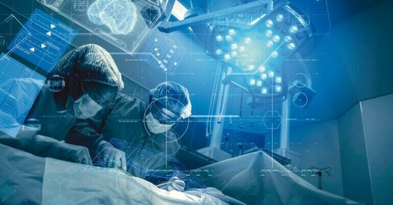 Operating_room_Doctor_or_Surgeon_anatomy_on_Advanced_robotic_surgery_machine_futuristic_virtual_interface,_robotic_surgery_are_precision,_miniaturisation_future_of_tomorrow_healthcare_and_wellness